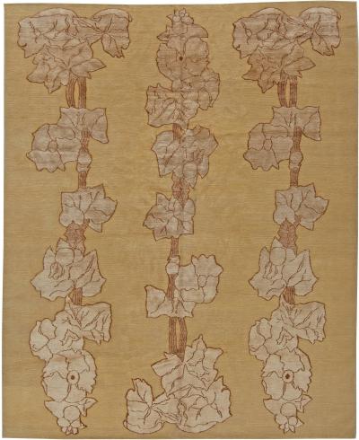 Doris Leslie Blau Collection Napa Vines Beige and Brown Handmade Wool Rug