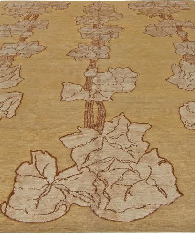 Doris Leslie Blau Collection Napa Vines Beige and Brown Handmade Wool Rug