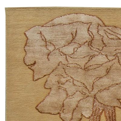 Doris Leslie Blau Collection Napa Vines Beige and Brown Handmade Wool Rug