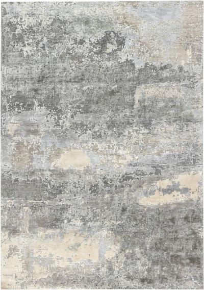 Doris Leslie Blau Collection North Star Blue and Gray Hand Knotted Silk Rug