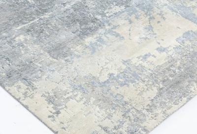 Doris Leslie Blau Collection North Star Blue and Gray Hand Knotted Silk Rug