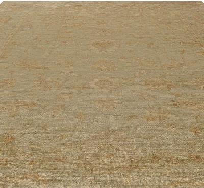 Doris Leslie Blau Collection One of a kind Oushak Beige Brown Handmade Wool Rug