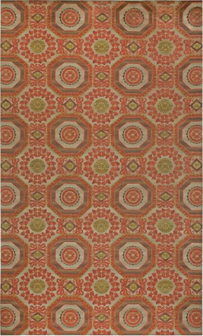 Doris Leslie Blau Collection Oversized Insolite Coral Red Brown and Green Rug