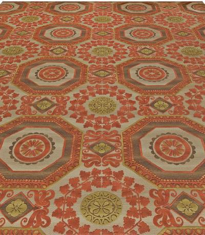 Doris Leslie Blau Collection Oversized Insolite Coral Red Brown and Green Rug