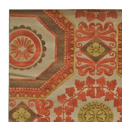 Doris Leslie Blau Collection Oversized Insolite Coral Red Brown and Green Rug
