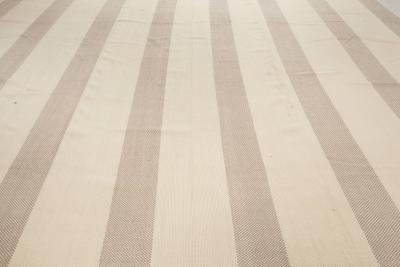 Doris Leslie Blau Collection Oversized Modern Striped Beige Gray Flat Weave Rug