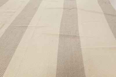 Doris Leslie Blau Collection Oversized Modern Striped Beige Gray Flat Weave Rug