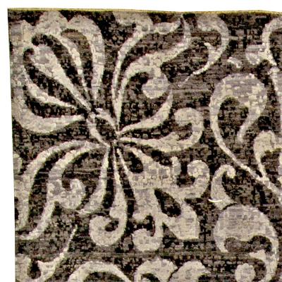 Doris Leslie Blau Collection Passion Flowers Rug in Black and Silver Gray