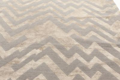 Doris Leslie Blau Collection Rocky Peaks Rug in Gray Beige Geometric Design