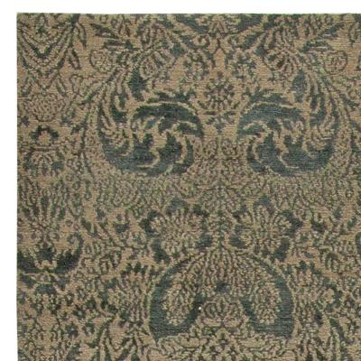 Doris Leslie Blau Collection S10 Tibetan Floral Design Rug in Dark Green Gold