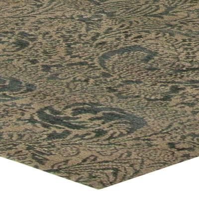 Doris Leslie Blau Collection S10 Tibetan Floral Design Rug in Dark Green Gold
