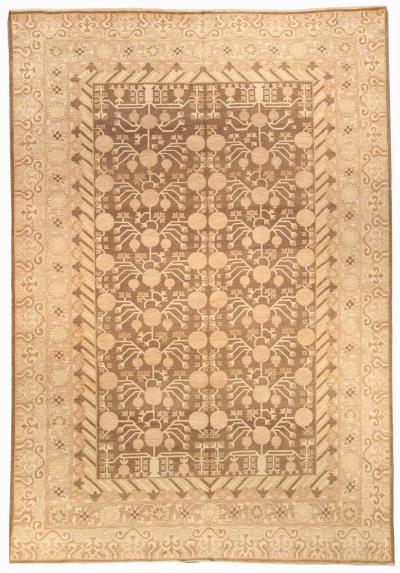 Doris Leslie Blau Collection Samarkand Beige and Brown Hand Knotted Wool Rug