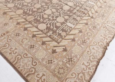 Doris Leslie Blau Collection Samarkand Beige and Brown Hand Knotted Wool Rug
