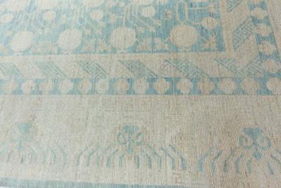 Doris Leslie Blau Collection Samarkand Pastel Blue and Cream Handwoven Wool Rug