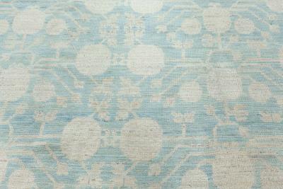 Doris Leslie Blau Collection Samarkand Pastel Blue and Cream Handwoven Wool Rug