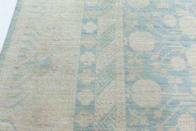 Doris Leslie Blau Collection Samarkand Pastel Blue and Cream Handwoven Wool Rug