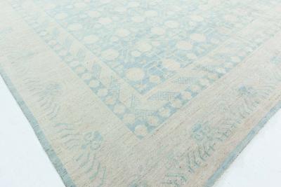 Doris Leslie Blau Collection Samarkand Pastel Blue and Cream Handwoven Wool Rug