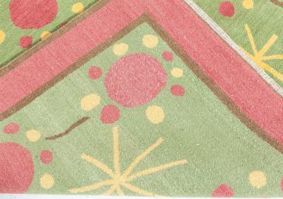 Doris Leslie Blau Collection Scandinavian Style Green Yellow Handmade Rug 37