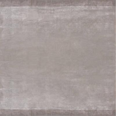 Doris Leslie Blau Collection Solid Steel Gray and Taupe Handmade Silk Rug
