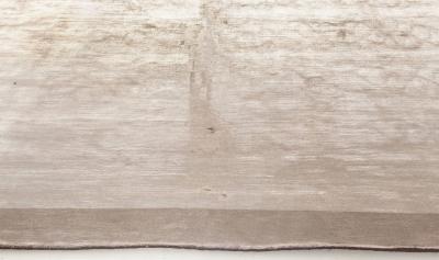 Doris Leslie Blau Collection Solid Steel Gray and Taupe Handmade Silk Rug