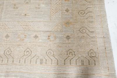 Doris Leslie Blau Collection Square Samarkand Botanic Beige and Gray Rug