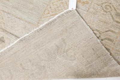 Doris Leslie Blau Collection Square Samarkand Botanic Beige and Gray Rug