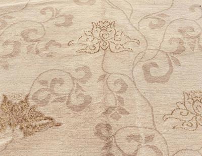 Doris Leslie Blau Collection Surface Subtly Floral Beige and Brown Silk Rug