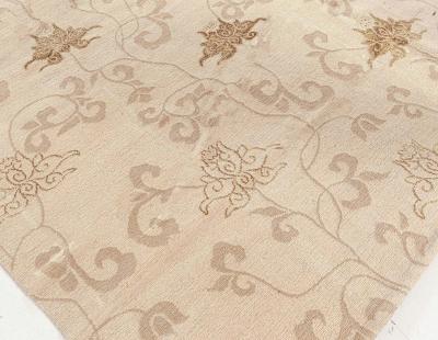 Doris Leslie Blau Collection Surface Subtly Floral Beige and Brown Silk Rug