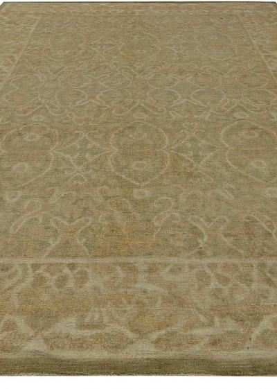 Doris Leslie Blau Collection Tabriz Design Brown and Beige Handmade Wool Rug