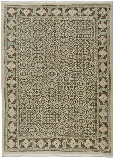 Doris Leslie Blau Collection Tabriz Style Brown and Beige Handmade Wool Rug