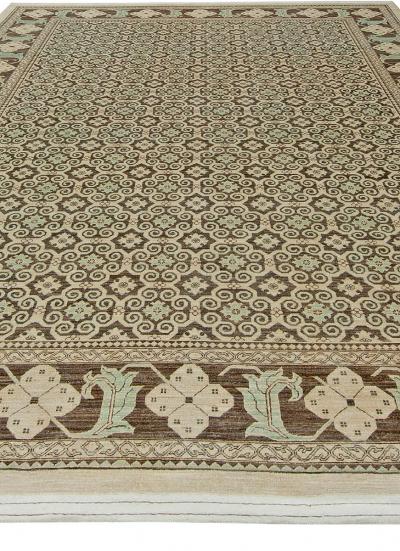 Doris Leslie Blau Collection Tabriz Style Brown and Beige Handmade Wool Rug