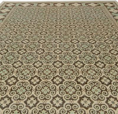 Doris Leslie Blau Collection Tabriz Style Brown and Beige Handmade Wool Rug