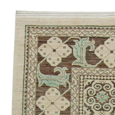 Doris Leslie Blau Collection Tabriz Style Brown and Beige Handmade Wool Rug