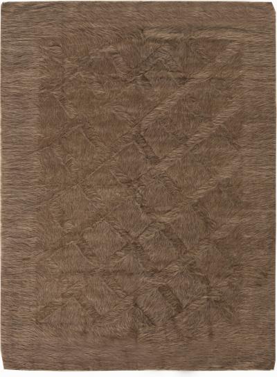 Doris Leslie Blau Collection Taurus Brown Geometric Goat Hair Rug