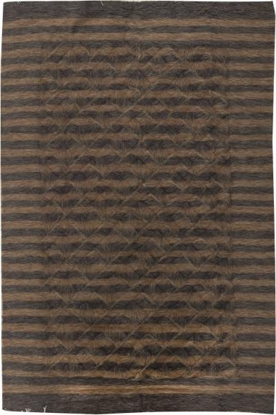 Doris Leslie Blau Collection Taurus Rug in Shades of Black and Brown Stripes