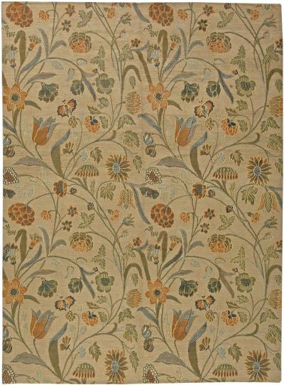 Doris Leslie Blau Collection Tibetan European Inspired Floral Handmade Wool Rug