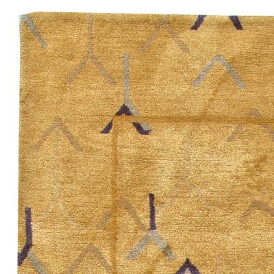 Doris Leslie Blau Collection Tibetan Gold Yellow and Navy Blue Wool and Silk Rug