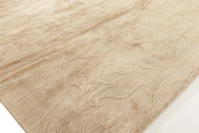 Doris Leslie Blau Collection Tibetan Marble Floral Beige Hand Knotted Wool Rug