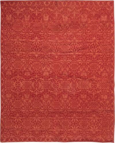 Doris Leslie Blau Collection Tibetan Red Floral Design Handmade Wool Rug