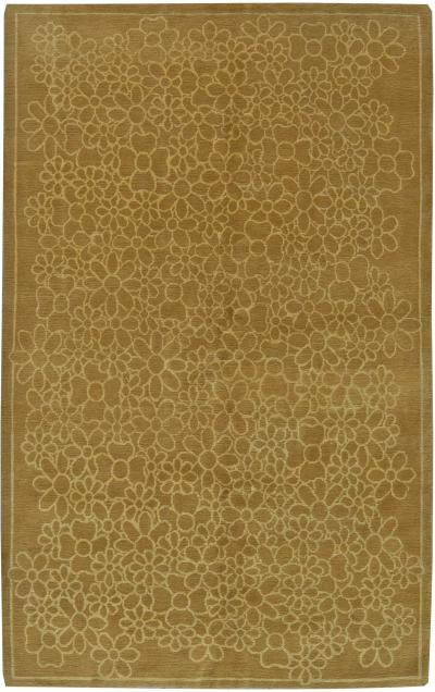 Doris Leslie Blau Collection Tibetan Yellow Green Handmade Silk and Wool Rug
