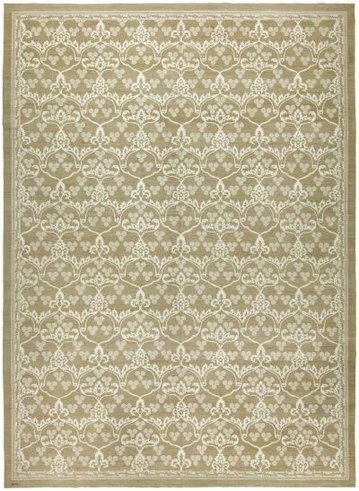 Doris Leslie Blau Collection Traditional European Inspired Beige White Wool Rug