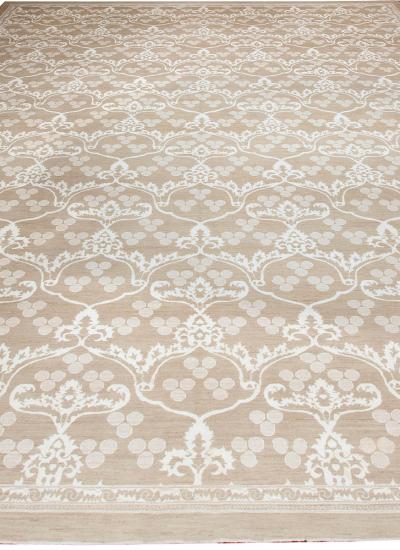 Doris Leslie Blau Collection Traditional European Inspired Beige White Wool Rug