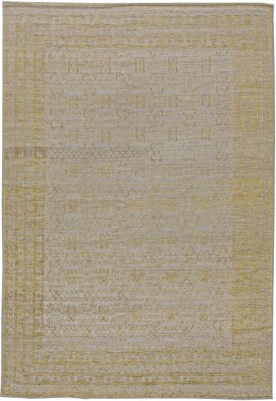 Doris Leslie Blau Collection Traditional Samarkand Gold Taupe Handmade Wool Rug