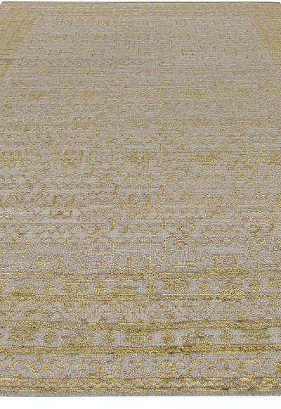 Doris Leslie Blau Collection Traditional Samarkand Gold Taupe Handmade Wool Rug