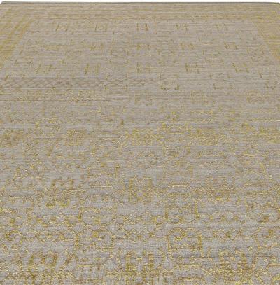 Doris Leslie Blau Collection Traditional Samarkand Gold Taupe Handmade Wool Rug