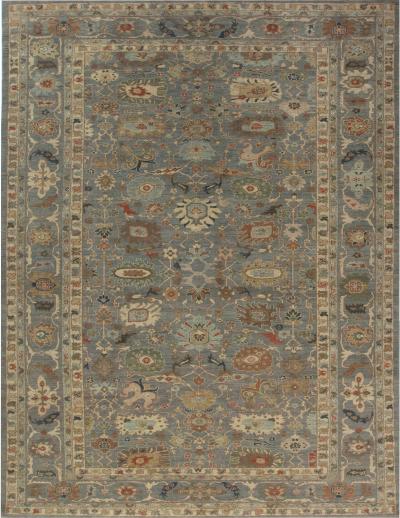 Doris Leslie Blau Collection Traditional Sultanabad Design Blue and Gray Rug