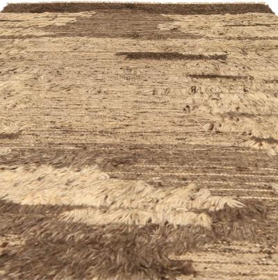 Doris Leslie Blau Collection Tribal Tulu Nadu Style Shaggy Wool Rug in Brown