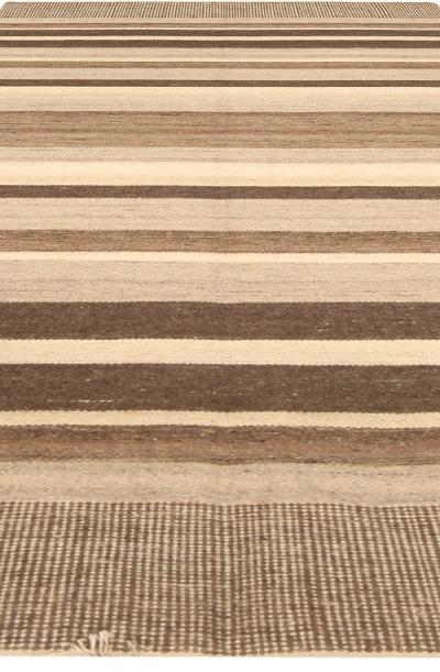 Doris Leslie Blau Collection Tribal Tulu Nadu Style Striped Brown Beige Wool Rug