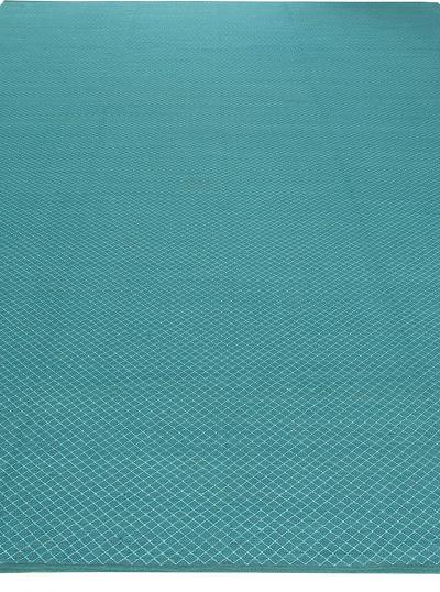 Doris Leslie Blau Collection Turquoise Geometric Design Flat weave Viscose Rug