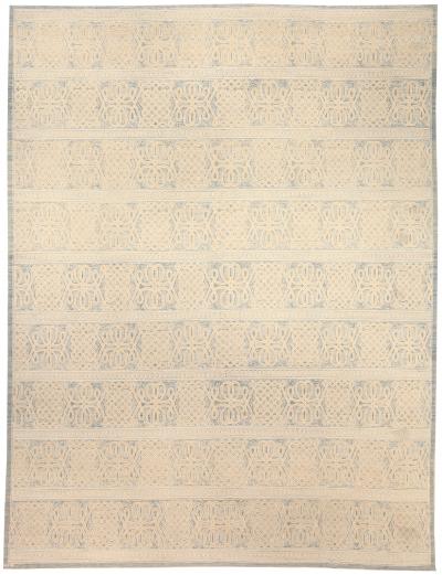 Doris Leslie Blau Collection Vespero Beige Blue and White Hand Knotted Wool Rug